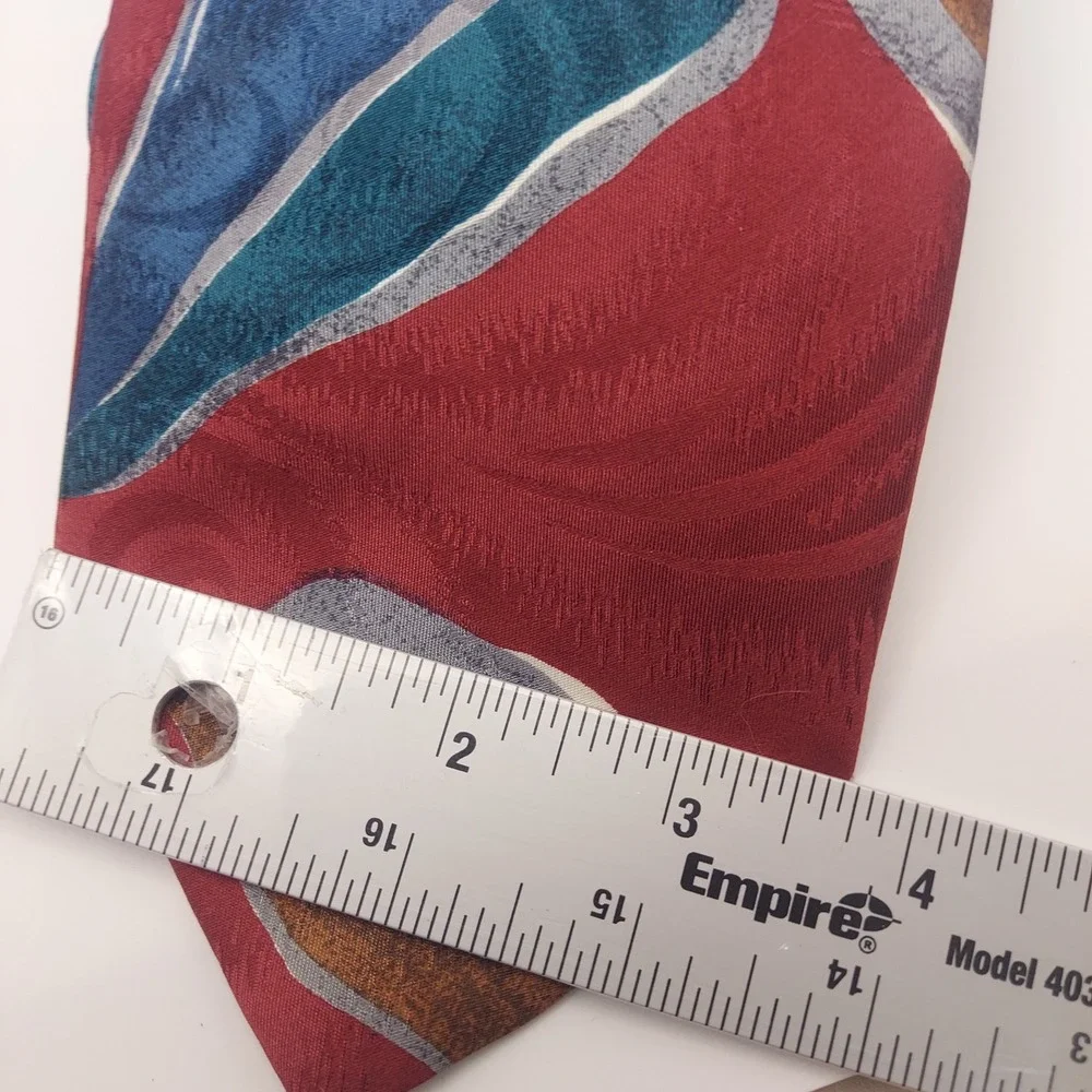 Innocenti Italy for Tom James Silk Necktie‎ Abstract Burgundy Blue Brown